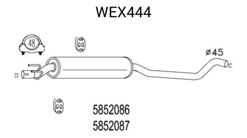 Toba esapament intermediara OPEL CORSA B (73, 78, 79) (1993 - 2002) QWP WEX444 piesa NOUA