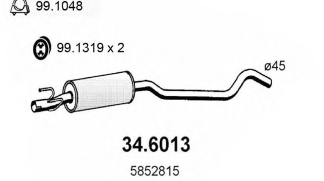 Toba esapament intermediara OPEL CORSA B (73, 78, 79) (1993 - 2002) ASSO 34.6013 piesa NOUA