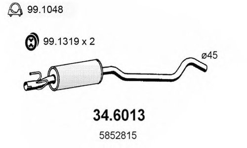 Toba esapament intermediara OPEL CORSA B (73, 78, 79) (1993 - 2002) ASSO 34.6013 piesa NOUA