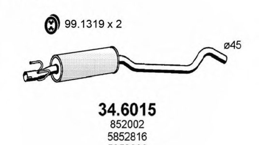 Toba esapament intermediara OPEL CORSA B (73, 78, 79) (1993 - 2002) ASSO 34.6015 piesa NOUA