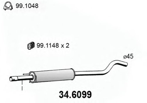 Toba esapament intermediara OPEL CORSA C (F08, F68) (2000 - 2009) ASSO 34.6099 piesa NOUA