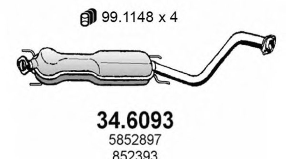 Toba esapament intermediara OPEL VECTRA B (36) (1995 - 2002) ASSO 34.6093 piesa NOUA