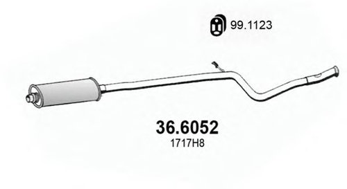 Toba esapament intermediara PEUGEOT 206 CC (2D) (2000 - 2016) ASSO 36.6052 piesa NOUA
