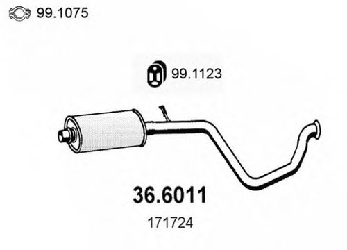 Toba esapament intermediara PEUGEOT 306 Hatchback (7A, 7C, N3, N5) (1993 - 2003) ASSO 36.6011 piesa ...