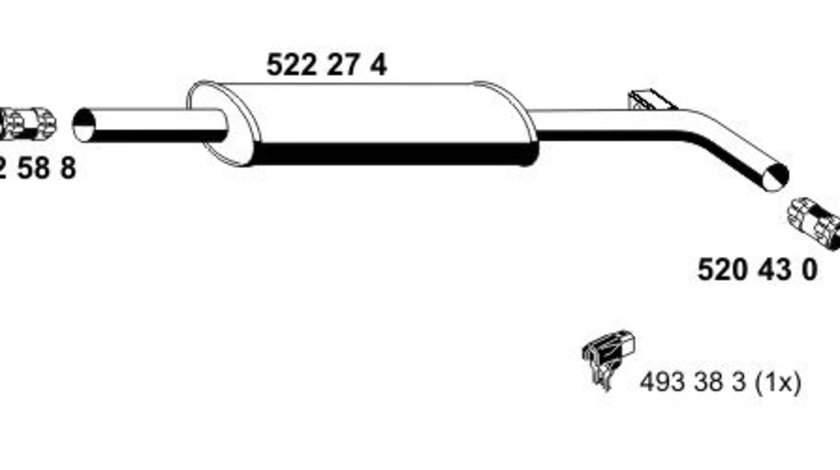 Toba esapament intermediara RENAULT CLIO III (BR0/1, CR0/1) (2005 - 2012) ERNST 522274 piesa NOUA