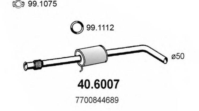 Toba esapament intermediara RENAULT MEGANE I Scenic (JA0/1) (1996 - 2001) ASSO 40.6007 piesa NOUA