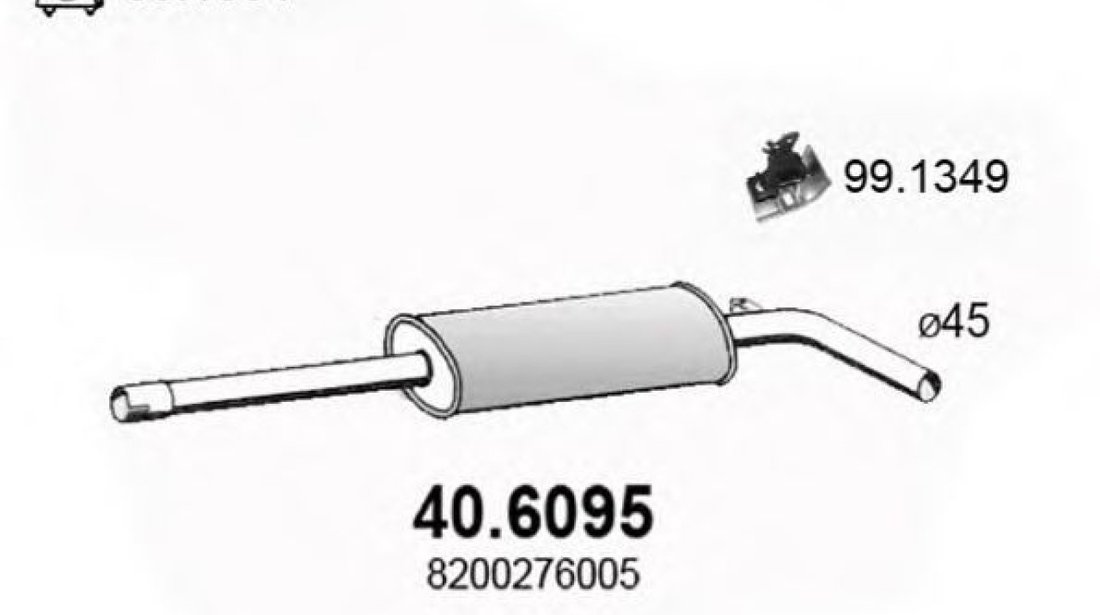 Toba esapament intermediara RENAULT MEGANE II Limuzina (LM0/1) (2003 - 2016) ASSO 40.6095 piesa NOUA