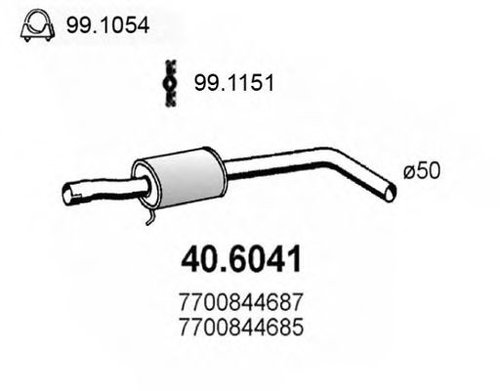 Toba esapament intermediara RENAULT SCENIC I (JA0/1) (1999 - 2003) ASSO 40.6041 piesa NOUA