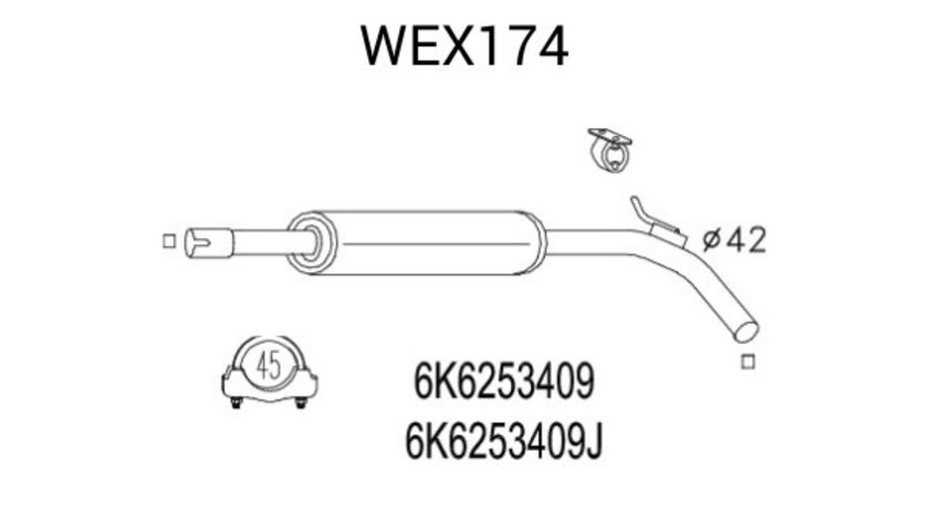 Toba esapament intermediara SEAT CORDOBA (6K1, 6K2) (1993 - 1999) QWP WEX174 piesa NOUA