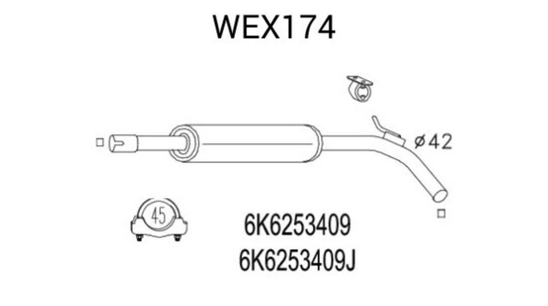 Toba esapament intermediara SEAT CORDOBA Vario (6K5) (1999 - 2002) QWP WEX174 piesa NOUA