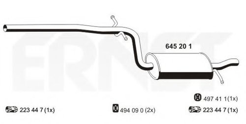 Toba esapament intermediara VW JETTA III (1K2) (2005 - 2010) ERNST 645201 piesa NOUA