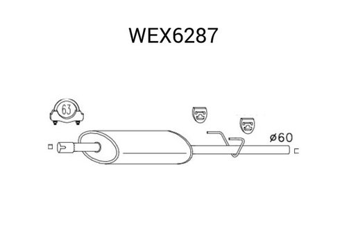 Toba esapament intermediara VW LT II caroserie (2DA, 2DD, 2DH) (1996 - 2006) QWP WEX6287 piesa NOUA