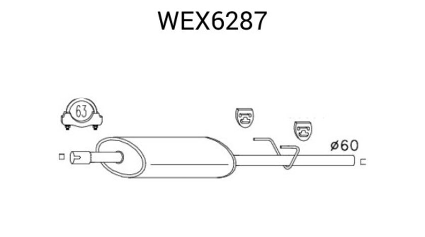 Toba esapament intermediara VW LT II caroserie (2DA, 2DD, 2DH) (1996 - 2006) QWP WEX6287 piesa NOUA