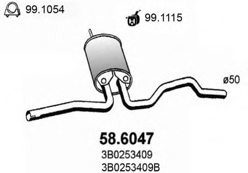 Toba esapament intermediara VW PASSAT Variant (3B6) (2000 - 2005) ASSO 58.6047 piesa NOUA