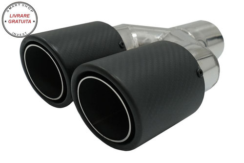Toba Ornament Evacuare Fibra Carbon Mat Orificiu de admisie 5.8 cm Partea Stanga