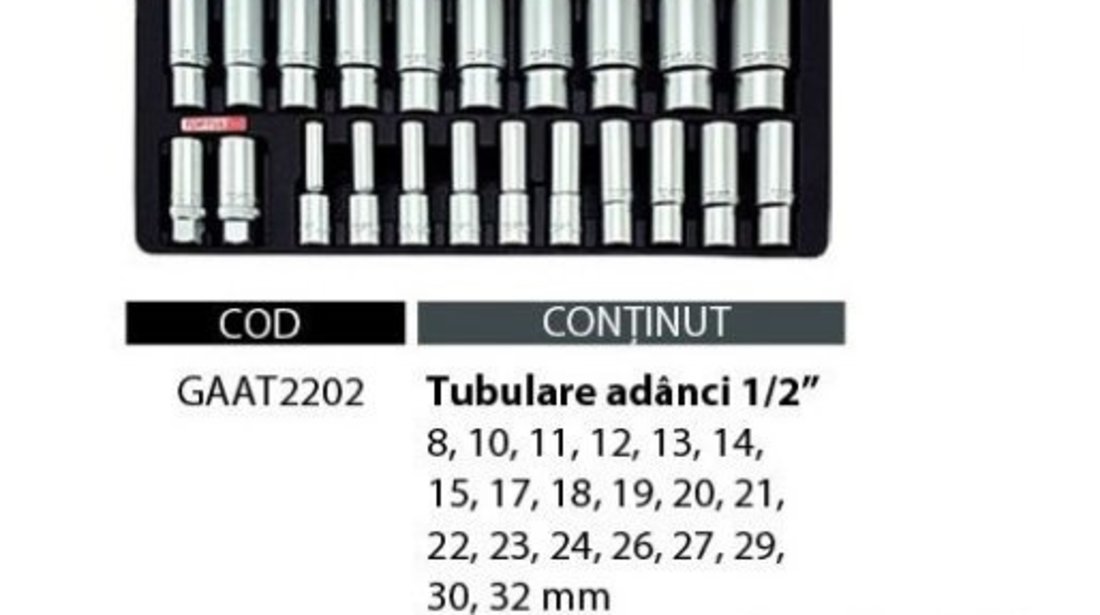 TOPTUL Set chei tubulare 1/2 (22 buc)