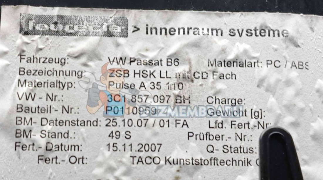 Torpedou Volkswagen Passat B6 (3C2) [Fabr 2005-2010] 3C1857097BH