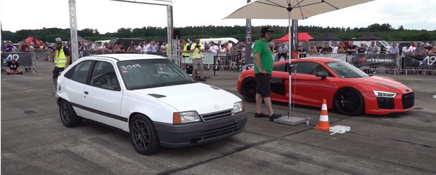 Toti au ras cand au vazut un Opel Kadett la start alaturi de un R8. Pana au aflat ca are 730 CP