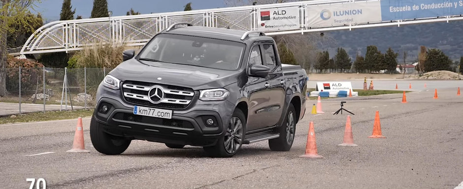 Toti se asteptau sa-l vada pe-o parte. Mercedes X-Class a trecut mai ceva ca o masina sport de testul elanului