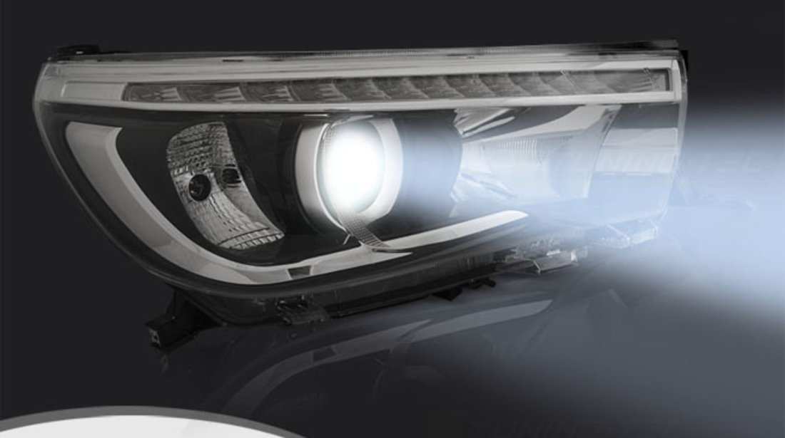 TOYOTA HILUX 16- LED Proiector TRUE DRL BLACK