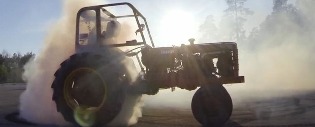 Tractorul Volvo care stie sa faca burnout si drifturi