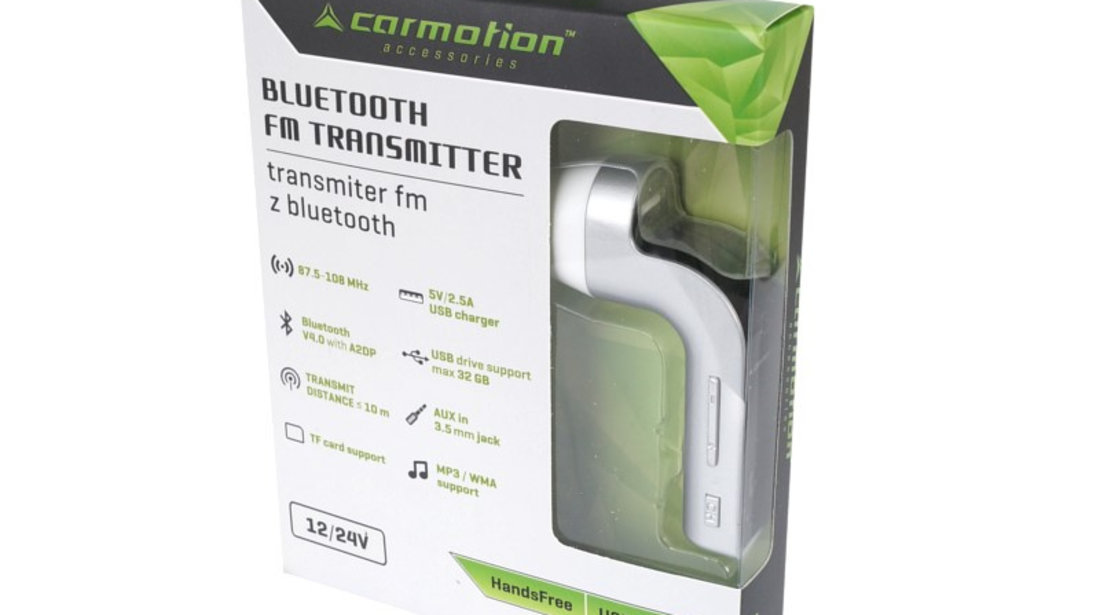 Transmițător Fm Lcd Mp3 Slot Sd / Mmc, Mufa Usb 2.1a Cu Funcție Bluetooth Hands-free Carmotion 86325