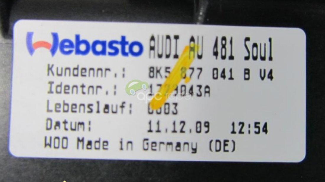 Trapa electrica originala Audi A4 8K cod 8K5877041B