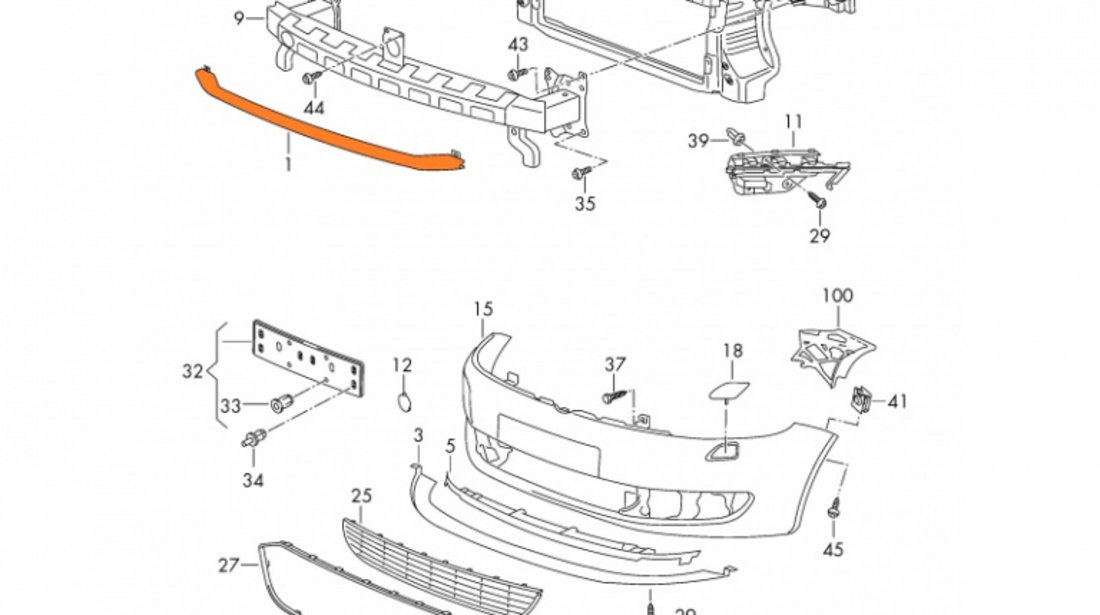 Traversa Inferioara Bara Fata Am Volkswagen Caddy 3 2004-2015 5K0807651D