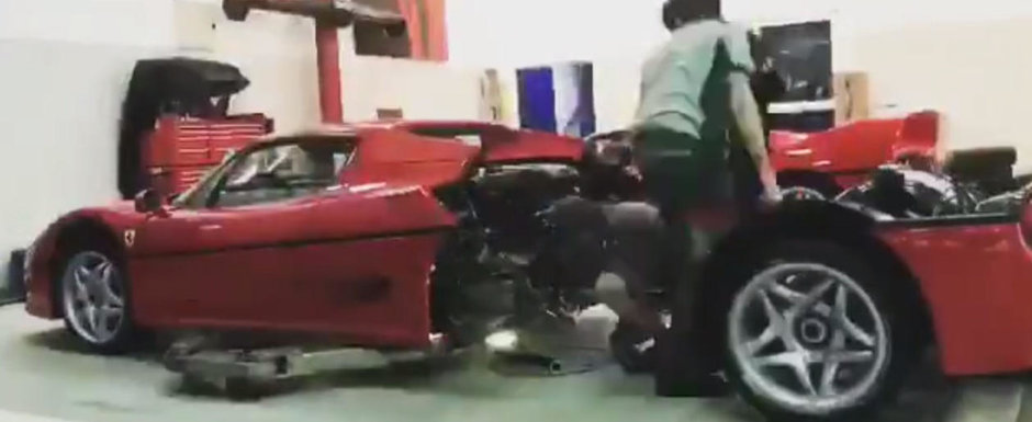 Trebuie "doar" s-o desfaci in doua. Cum se schimba ambreiajul la o masina Ferrari F50 Trebuie "doar" s-o desfaci in doua. Cum se schimba ambreiajul la o masina Ferrari F50