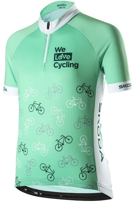 Tricou Ciclism Copii Oe Skoda Cycling Alb Electric / Gri Smarald Marimea 140 000084610CJ