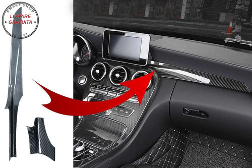 Trim Interior Consola Mercedes C-Class W205 (2014-2018) GLC X253 (2015-2018) Carbo- livrare gratuita