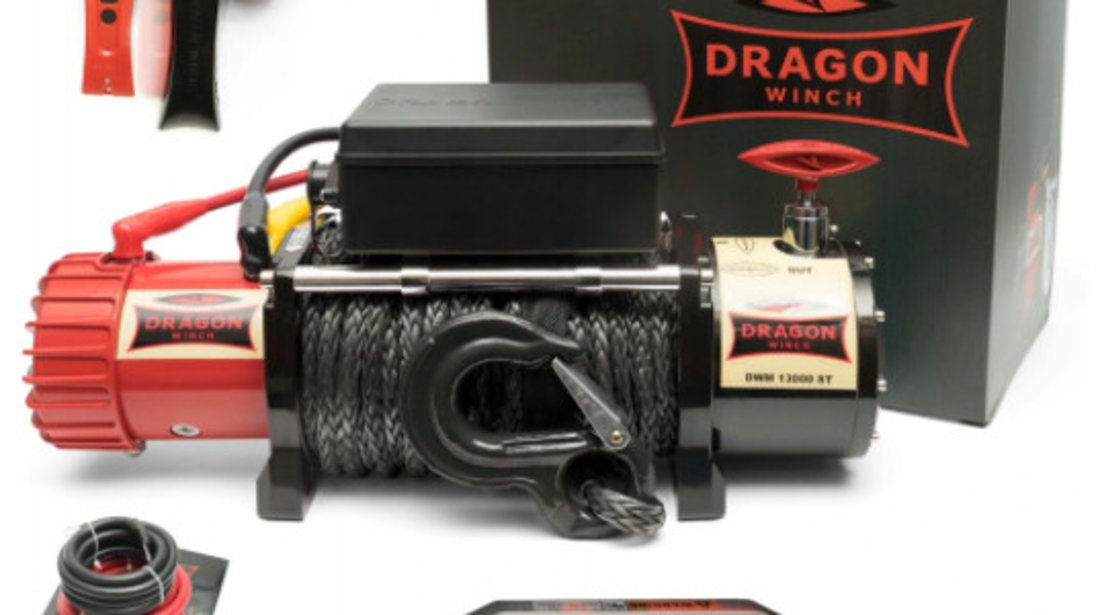 Troliu  cablu sintetic DRAGON WINCH ST 12000 lbs(trage 5443 kg) 12 V