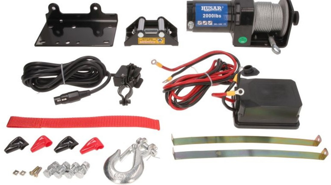 Troliu Electric Atv Husar Winch 907kg, 0,9HP, 2000.0 lb, 12V Cablu Otel, Automat BST2000LBS