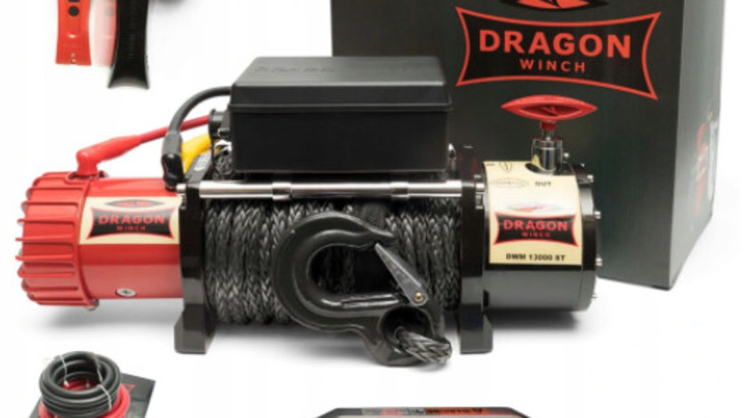 Troliu electric cablu sintetic DRAGON WINCH ST 12000lbs(5443 kg) 12 V