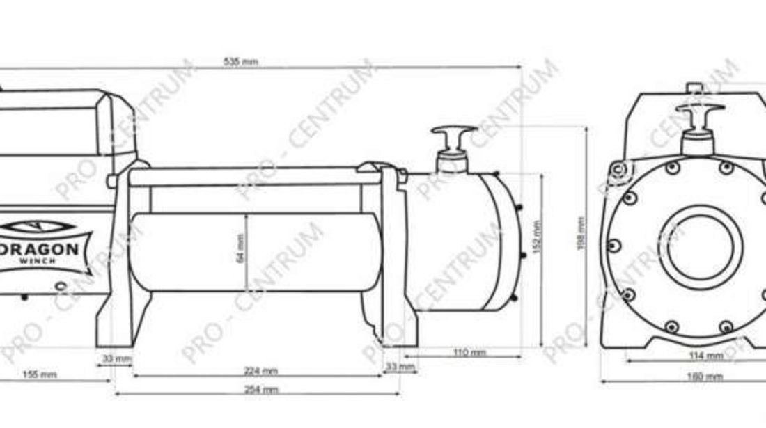 Troliu electric, DRAGON WINCH 13000 lbs (5897 kg) 24 V