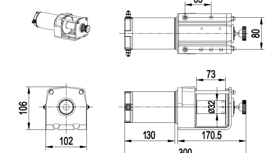 Troliu Electric HUSAR WINCH 3000 Lbs (trage 1361 Kg)