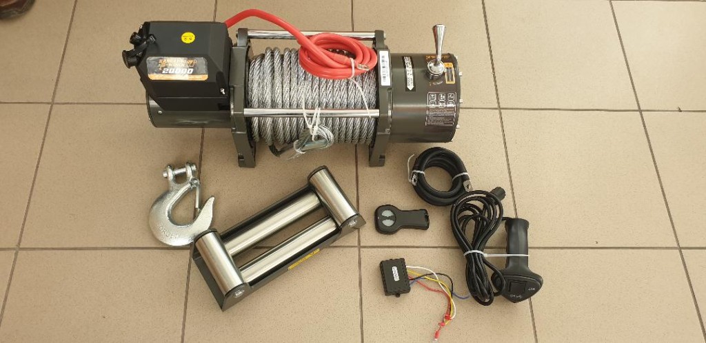 Troliu electric profesional KANGAROOWINCH K 20000E lbs(trage 9090 kg) la 24V