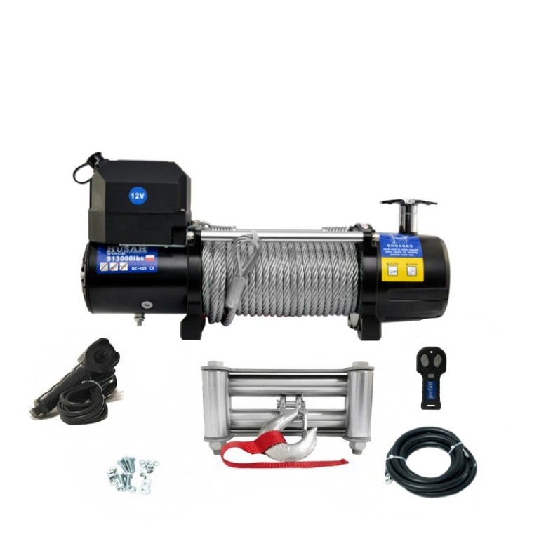 troliu HUSAR WINCH BST S 13000lbs (trage 5897kg), cu dispozitiv rulare corecta cablu