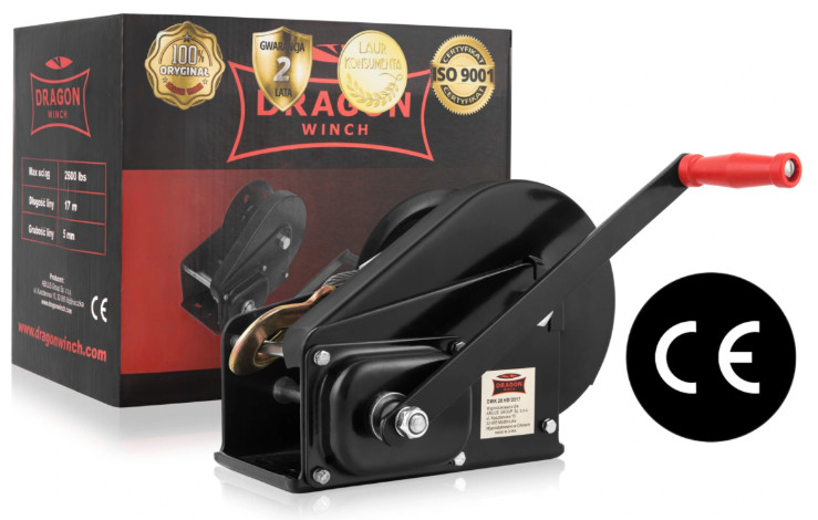 troliu manual profesional DRAGON WINCH DWK-O 2600 HD cablu otel 17m de 2600 lbs(trage 1200kg)