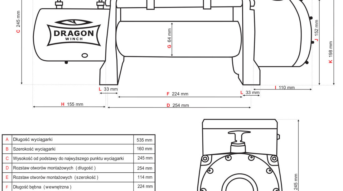 Troliu model 2024,DRAGON WINCH ST 13000lbs( 5897 kg) 12 V