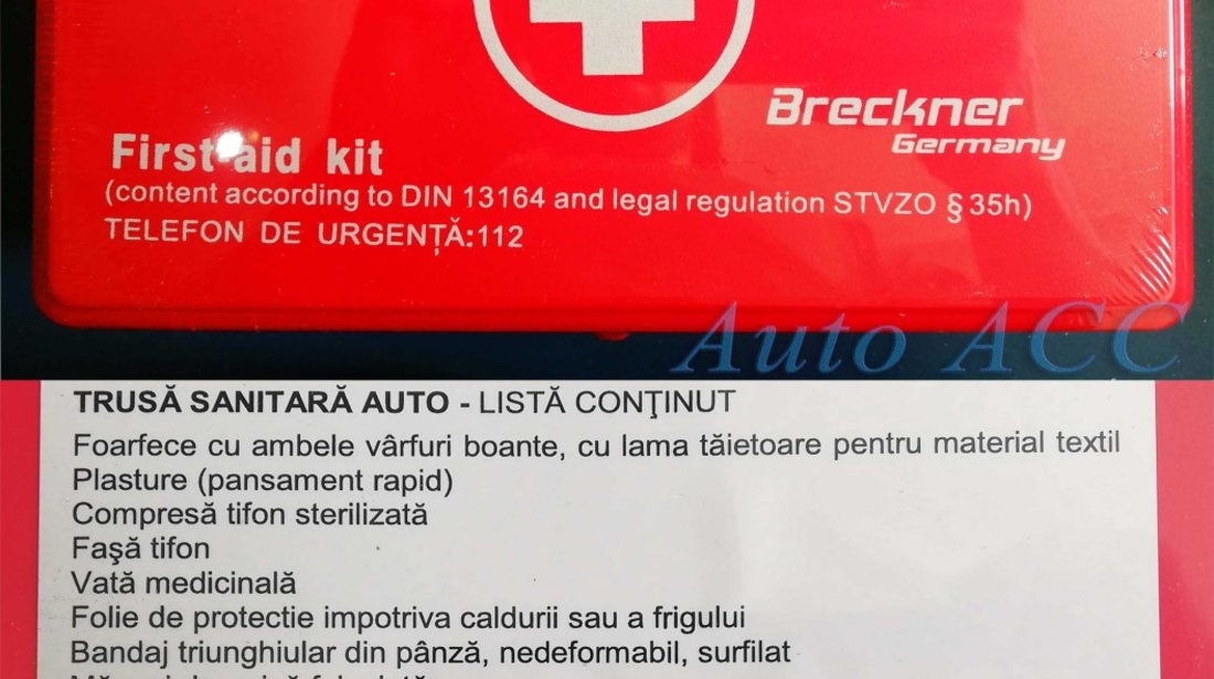 Trusa medicala, Stingator, Vesta, 2 Triunghiuri – Kit auto obligatoriu / Pachet legislativ