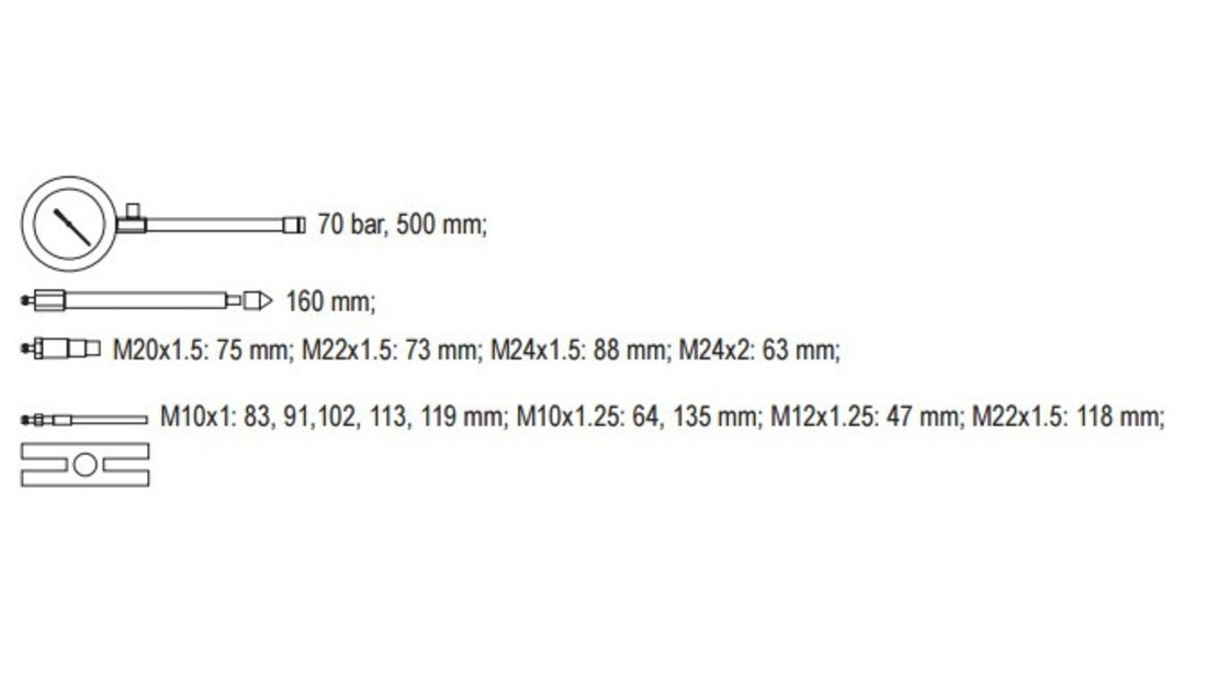 Trusa Tester Compresie Motor 16 Bucati Yato YT7307
