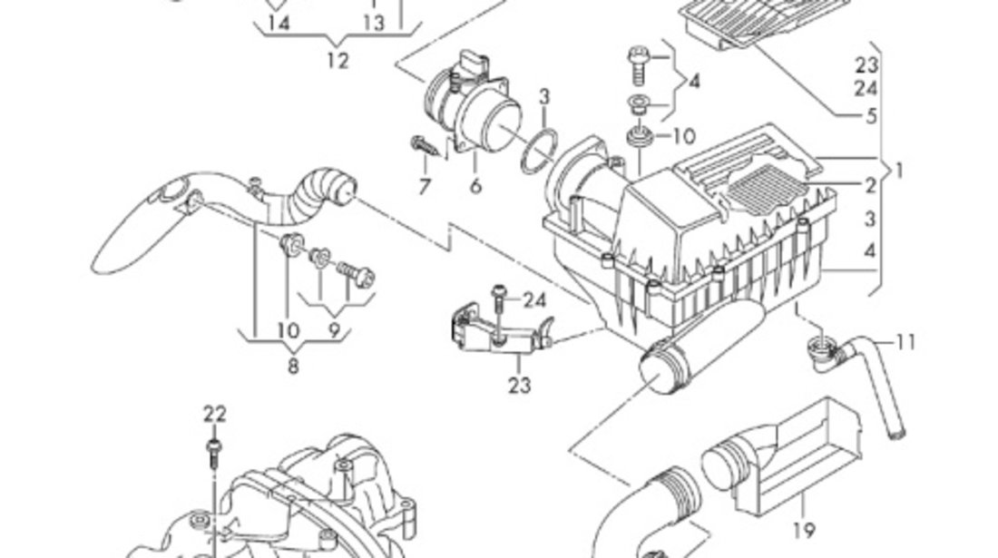 Tub aer filtru Volkswagen Passat B7 (365) Variant 2011 2.0 TDI OEM 3C0129618D