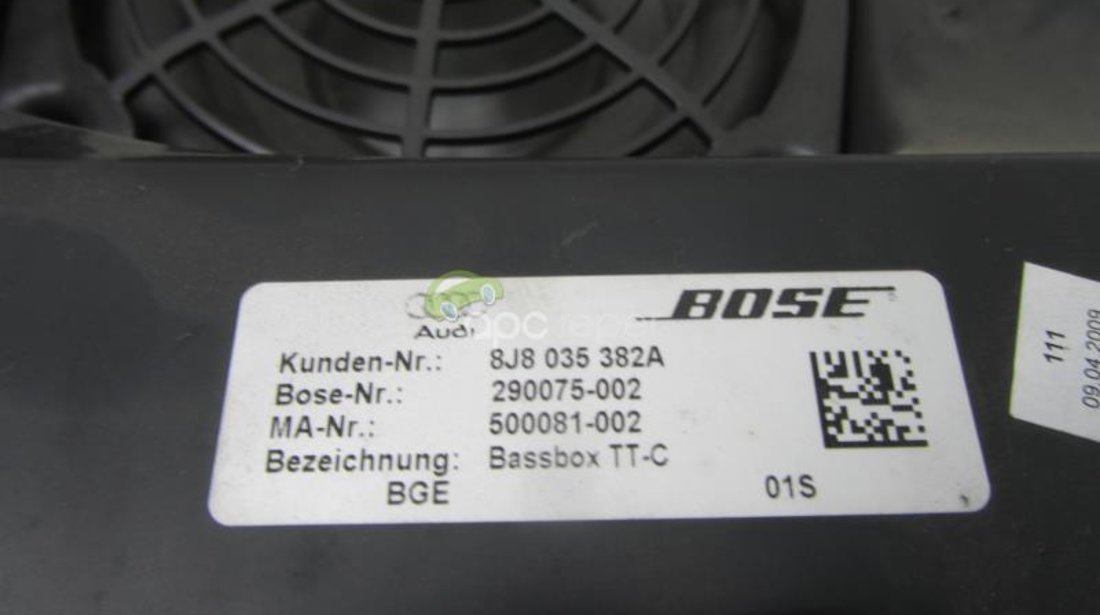 Tub bas - subwoofer BOSE Audi TT 8J Coupe cod 8J8035382A