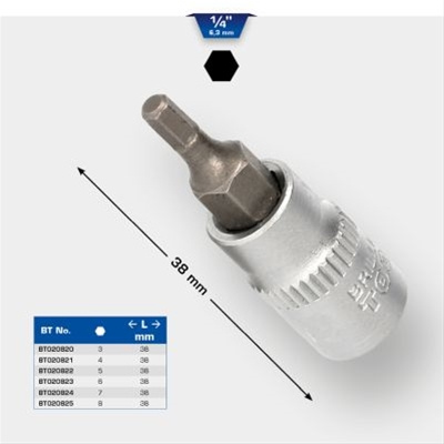 Tubulara 1/4 Cu Bit Hexagonal 8 Mm 38mm-brilliant Tools BT020825