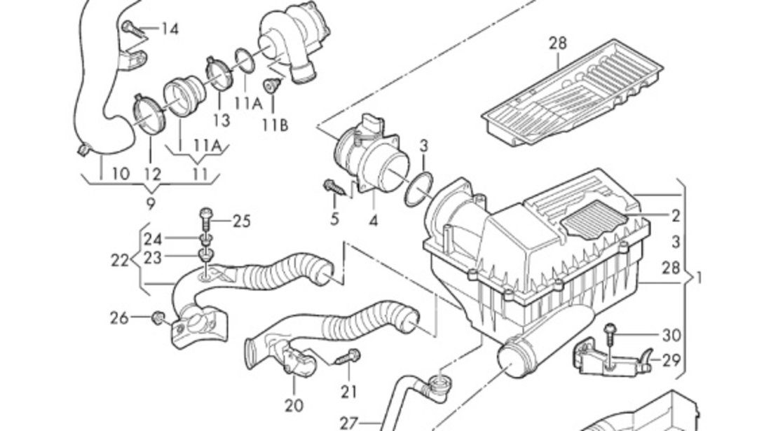 Tubulatura admisie filtru aer Volkswagen Touran (1T1) Monovolum 2003 1.9 TDI OEM 1K0129684B