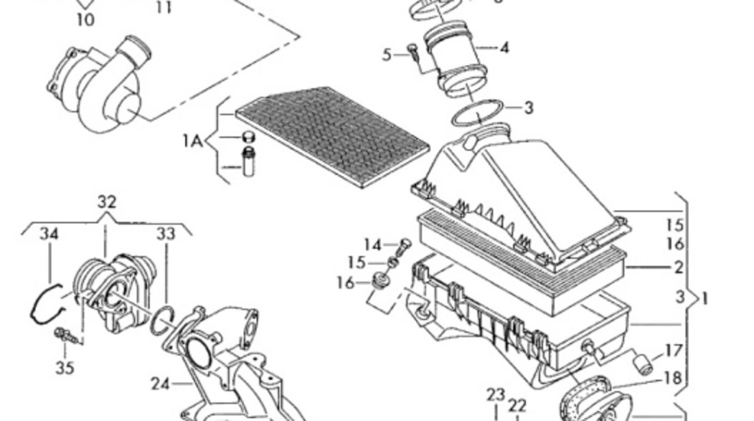 Tubulatura filtru aer VOLKSWAGEN BORA (1J2) [ 1998 - 2013 ] TDI (AGR, ALH) 66KW|90HP VAG OEM 1J0129609B