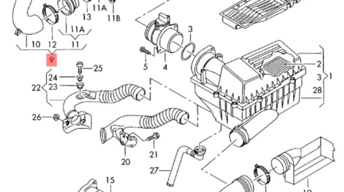 Tubulatura intercooler Volkswagen Golf 5 (1K1) Coupe 1.9 TDI BKC 2005 OEM 1K0129654AA