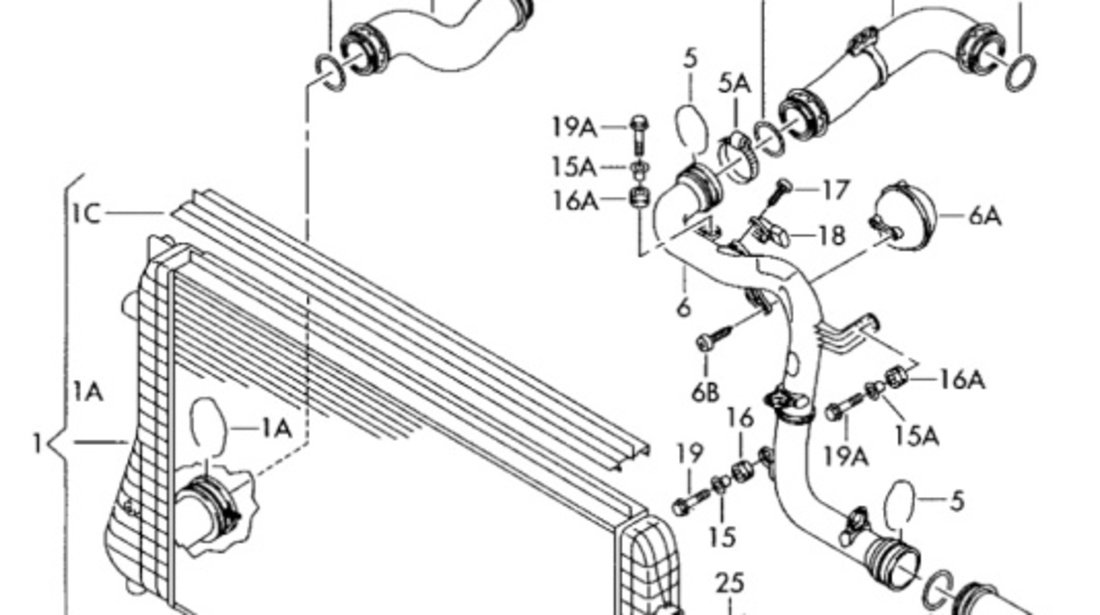 Tubulatura intercooler ​Volkswagen Golf 5 (1K1) Hatchback 2005 1.9 TDI OEM 1K0145762P