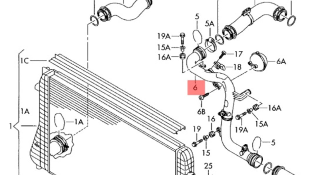 Tubulatura intercooler Volkswagen Touran (1T2) 1.9 TDI BXE 2008 1K0145770AA OEM 1K0145770AA